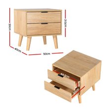 Load image into Gallery viewer, Artiss Bedside Table 2 Drawers - Pine