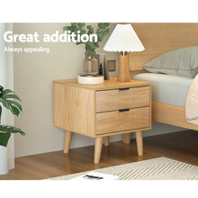 Load image into Gallery viewer, Artiss Bedside Table 2 Drawers - Pine
