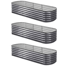 Load image into Gallery viewer, Green Fingers 3 Pcs Raised Garden Bed Kit Oval Galvanized Steel Planter Boxes 240x80x42cm, Heavy Duty Metal Elevated Garden Bed for Vegetables Flowers Herbs, with Safety Edging, Gloves & Pegs Included