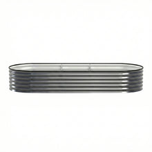 Load image into Gallery viewer, Green Fingers 3 Pcs Raised Garden Bed Kit Oval Galvanized Steel Planter Boxes 240x80x42cm, Heavy Duty Metal Elevated Garden Bed for Vegetables Flowers Herbs, with Safety Edging, Gloves & Pegs Included