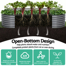 Load image into Gallery viewer, Green Fingers 3 Pcs Raised Garden Bed Kit Oval Galvanized Steel Planter Boxes 240x80x42cm, Heavy Duty Metal Elevated Garden Bed for Vegetables Flowers Herbs, with Safety Edging, Gloves & Pegs Included