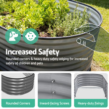 Load image into Gallery viewer, Green Fingers 3 Pcs Raised Garden Bed Kit Oval Galvanized Steel Planter Boxes 240x80x42cm, Heavy Duty Metal Elevated Garden Bed for Vegetables Flowers Herbs, with Safety Edging, Gloves & Pegs Included