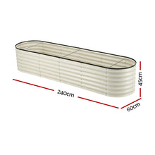 Load image into Gallery viewer, Green Fingers Oval Raised Garden Bed Galvanised Planter Box Rust Resistant 240x60x45cm White