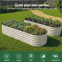 Load image into Gallery viewer, Green Fingers Oval Raised Garden Bed Galvanised Planter Box Rust Resistant 240x60x45cm White