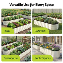 Load image into Gallery viewer, Green Fingers Oval Raised Garden Bed Galvanised Planter Box Rust Resistant 240x60x45cm White