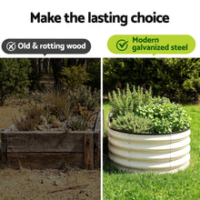 Load image into Gallery viewer, Green Fingers Oval Raised Garden Bed Galvanised Planter Box Rust Resistant 240x60x45cm White