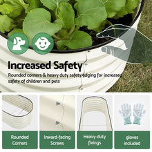 Load image into Gallery viewer, Green Fingers Oval Raised Garden Bed Galvanised Planter Box Rust Resistant 240x60x45cm White