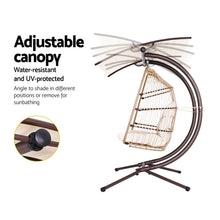 Load image into Gallery viewer, Gardeon Outdoor Egg Swing Chair Wicker Furniture Pod Stand Canopy 2 Seater Latte - The White Mall