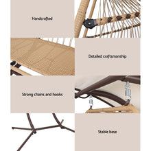 Load image into Gallery viewer, Gardeon Outdoor Egg Swing Chair Wicker Furniture Pod Stand Canopy 2 Seater Latte - The White Mall