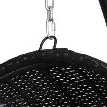 Load image into Gallery viewer, Gardeon Outdoor Egg Swing Chair Wicker Furniture Pod Stand Armrest Black - The White Mall
