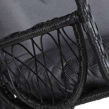 Load image into Gallery viewer, Gardeon Outdoor Egg Swing Chair Wicker Furniture Pod Stand Armrest Black - The White Mall