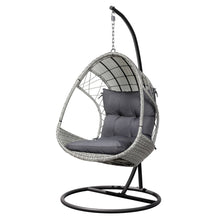 Load image into Gallery viewer, Gardeon Outdoor Egg Swing Chair Wicker Furniture Pod Stand Armrest Light Grey - The White Mall