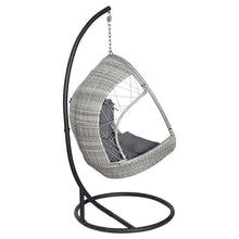 Load image into Gallery viewer, Gardeon Outdoor Egg Swing Chair Wicker Furniture Pod Stand Armrest Light Grey - The White Mall