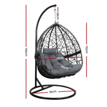Load image into Gallery viewer, Gardeon Outdoor Egg Swing Chair Wicker Rattan Furniture Pod Stand Cushion Grey - The White Mall