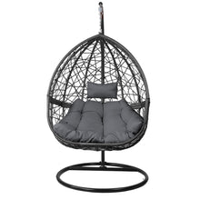 Load image into Gallery viewer, Gardeon Outdoor Egg Swing Chair Wicker Rattan Furniture Pod Stand Cushion Grey - The White Mall