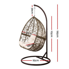 Load image into Gallery viewer, Gardeon Outdoor Egg Swing Chair Wicker Rattan Furniture Pod Stand Cushion Latte - The White Mall