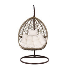 Load image into Gallery viewer, Gardeon Outdoor Egg Swing Chair Wicker Rattan Furniture Pod Stand Cushion Latte - The White Mall