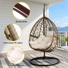 Load image into Gallery viewer, Gardeon Outdoor Egg Swing Chair Wicker Rattan Furniture Pod Stand Cushion Latte - The White Mall