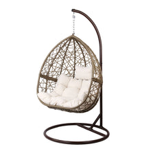 Load image into Gallery viewer, Gardeon Outdoor Egg Swing Chair Wicker Rattan Furniture Pod Stand Cushion Latte - The White Mall