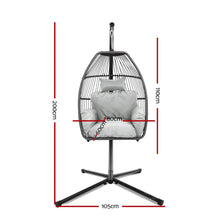 Load image into Gallery viewer, Gardeon Outdoor Egg Swing Chair Wicker Rope Furniture Pod Stand Cushion Grey - The White Mall