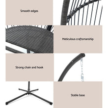 Load image into Gallery viewer, Gardeon Outdoor Egg Swing Chair Wicker Rope Furniture Pod Stand Cushion Grey - The White Mall