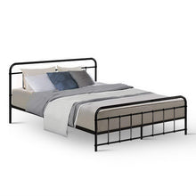 Load image into Gallery viewer, Artiss Bed Frame Metal Bed Frame LEO - Queen (Black) - The White Mall