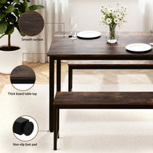 Load image into Gallery viewer, Artiss Dining Table and Chairs Set 3PCS Kitchen Metal Desk Bench Dark Walnut