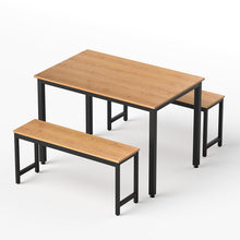 Load image into Gallery viewer, Artiss Dining Table and Chairs Set 3PCS Kitchen Metal Desk Bench Natural Oak