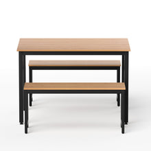 Load image into Gallery viewer, Artiss Dining Table and Chairs Set 3PCS Kitchen Metal Desk Bench Natural Oak