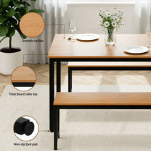 Load image into Gallery viewer, Artiss Dining Table and Chairs Set 3PCS Kitchen Metal Desk Bench Natural Oak