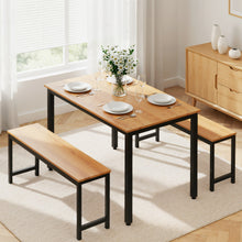 Load image into Gallery viewer, Artiss Dining Table and Chairs Set 3PCS Kitchen Metal Desk Bench Natural Oak