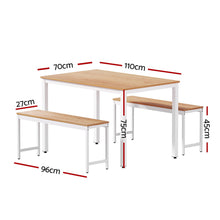 Load image into Gallery viewer, Artiss Dining Table and Chairs Set 3PCS Metal Desk Bench Sets Kitchen Furniture