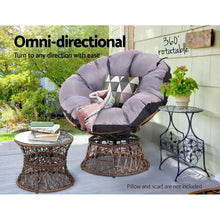 Load image into Gallery viewer, Gardeon Outdoor Lounge Setting Papasan Chair Wicker Table Garden Furniture Brown