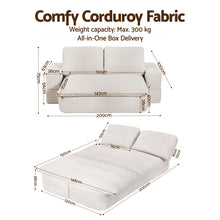 Load image into Gallery viewer, Artiss Convertible Folding Sofa Bed 30D High - Density Foam Boneless Couch with Corduroy Sleeper Couch Lounger for Living Room Beign - The White Mall