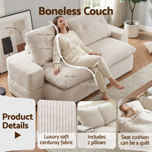 Load image into Gallery viewer, Artiss Convertible Folding Sofa Bed 30D High - Density Foam Boneless Couch with Corduroy Sleeper Couch Lounger for Living Room Beign - The White Mall