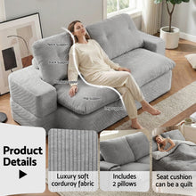 Load image into Gallery viewer, Artiss Convertible Folding Sofa Bed 30D High - Density Foam Boneless Couch with Corduroy Sleeper Couch Lounger for Living Room Grey - The White Mall