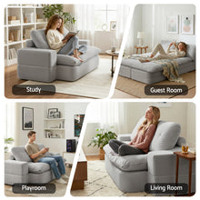 Load image into Gallery viewer, Artiss Convertible Folding Sofa Bed 30D High - Density Foam Boneless Couch with Corduroy Sleeper Couch Lounger for Living Room Grey - The White Mall