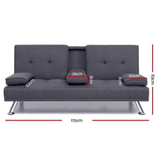 Load image into Gallery viewer, Artiss Sofa Bed 175CM Dark Grey Fabric - The White Mall