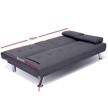 Load image into Gallery viewer, Artiss Sofa Bed 175CM Dark Grey Fabric - The White Mall