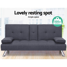 Load image into Gallery viewer, Artiss Sofa Bed 175CM Dark Grey Fabric - The White Mall