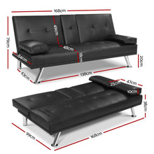 Load image into Gallery viewer, Artiss Sofa Bed 168CM Black PU Leather - The White Mall
