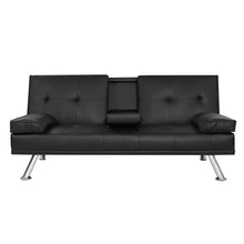 Load image into Gallery viewer, Artiss Sofa Bed 168CM Black PU Leather - The White Mall