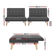 Load image into Gallery viewer, Artiss 2x Sofa Bed Couch Single Seater Fabric Grey - The White Mall