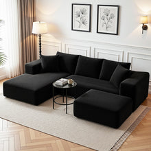 Load image into Gallery viewer, Artiss Modular Sofa Bed with Ottoman Sectional Boneless Couches for Living Room Corduroy Compressed Sofa Black