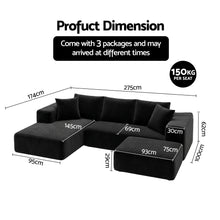 Load image into Gallery viewer, Artiss Modular Sofa Bed with Ottoman Sectional Boneless Couches for Living Room Corduroy Compressed Sofa Black