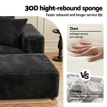 Load image into Gallery viewer, Artiss Modular Sofa Bed with Ottoman Sectional Boneless Couches for Living Room Corduroy Compressed Sofa Black