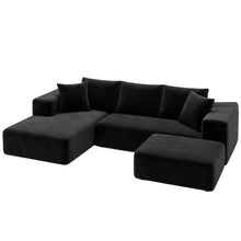 Load image into Gallery viewer, Artiss Modular Sofa Bed with Ottoman Sectional Boneless Couches for Living Room Corduroy Compressed Sofa Black
