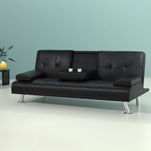 Load image into Gallery viewer, Artiss Sofa Bed Lounge Convertible Leather Couch Bed 3 Seater Cupholder Recliner - The White Mall