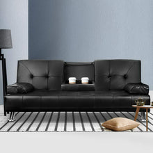 Load image into Gallery viewer, Artiss Sofa Bed Lounge Convertible Leather Couch Bed 3 Seater Cupholder Recliner - The White Mall