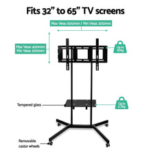 Load image into Gallery viewer, Artiss Mobile TV Stand for 32"-65" TVs Mount Bracket Portable Shelf Trolley Cart